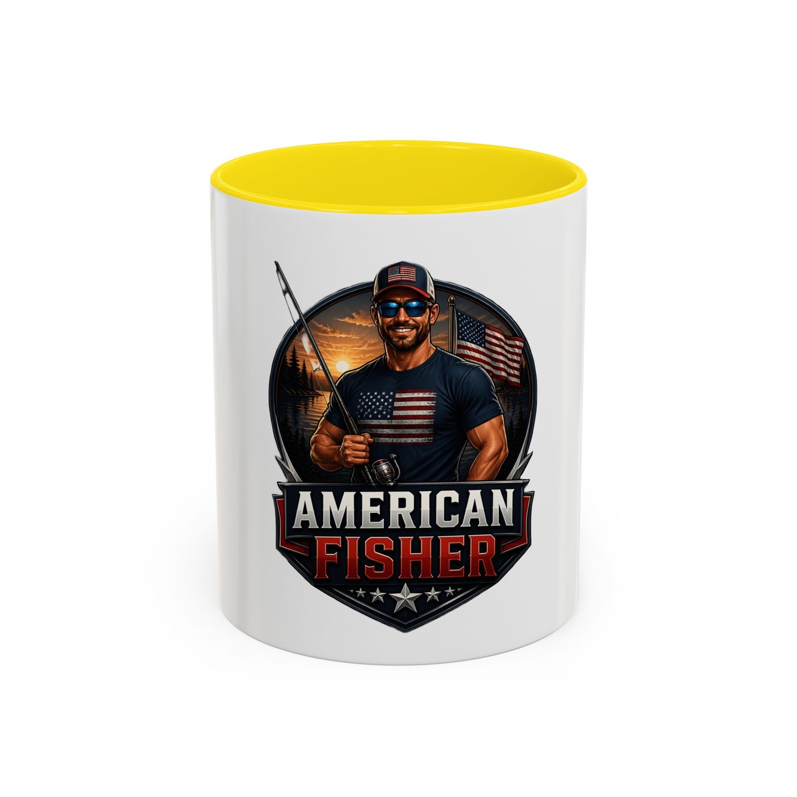 American Fisher Coffee Mug - Patriotic Fisherman 11/15oz Accent Mug - Image 45