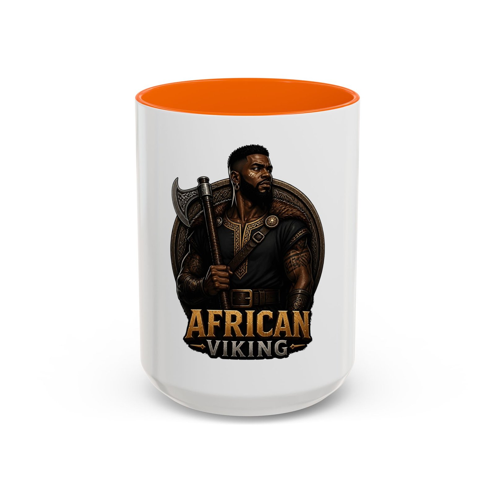 African Viking Coffee Mug — Black Warrior Axe Design (11/15oz) - Image 49