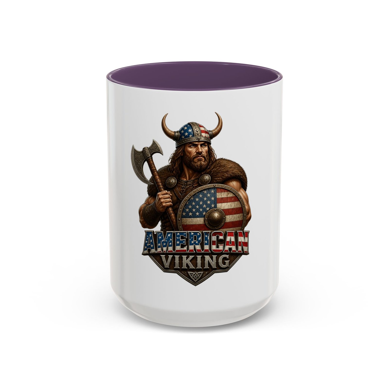 American Viking Coffee Mug – Patriotic Viking Shield Accent Mug (11/15 oz) - Image 65