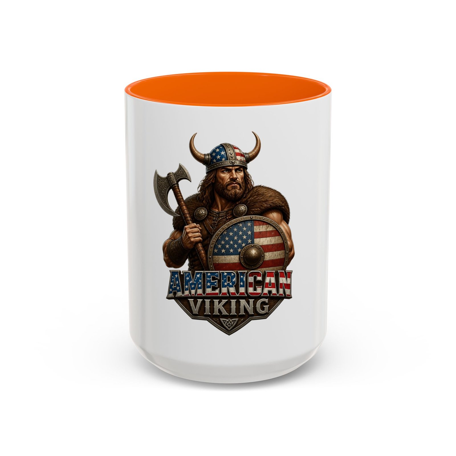 American Viking Coffee Mug – Patriotic Viking Shield Accent Mug (11/15 oz) - Image 49