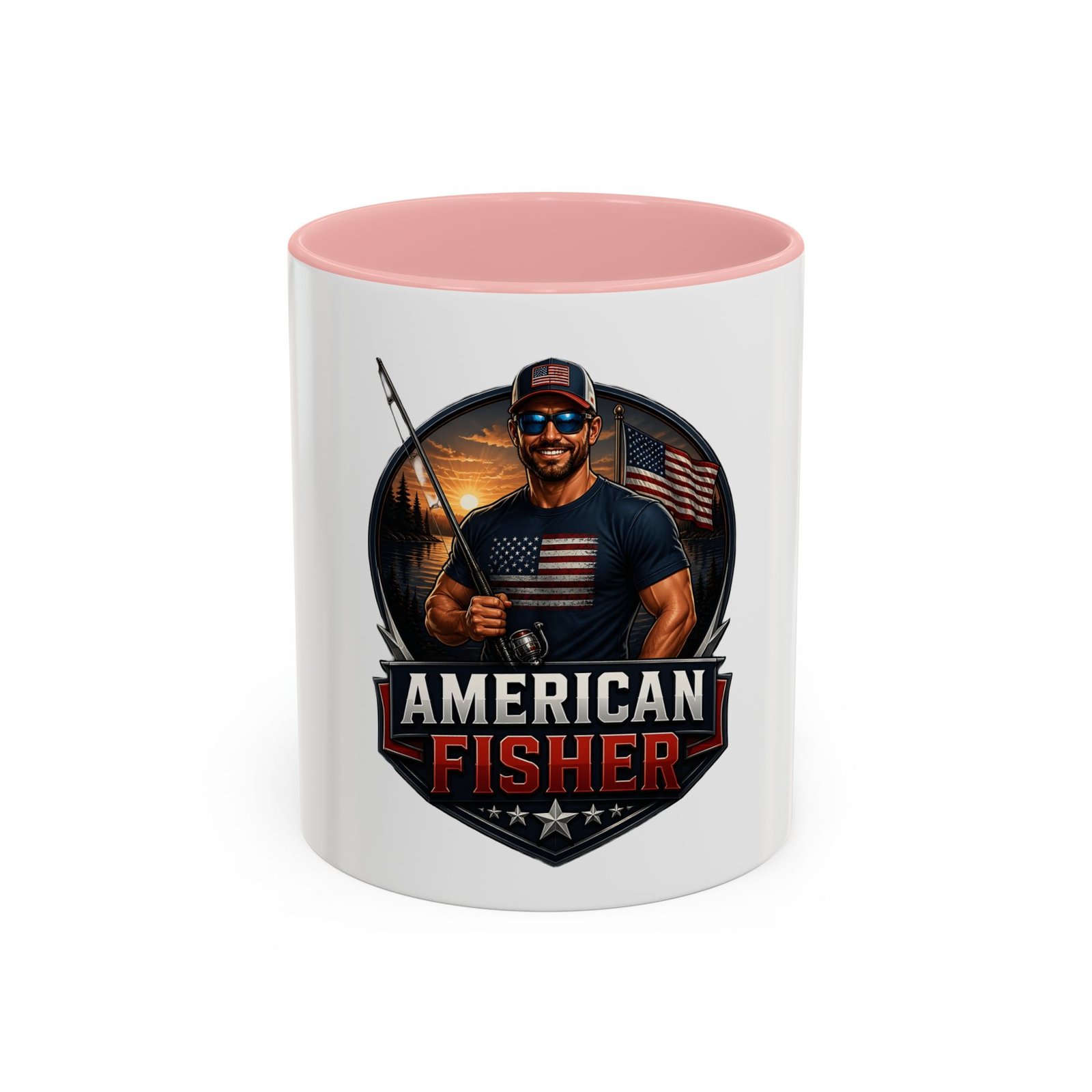 American Fisher Coffee Mug - Patriotic Fisherman 11/15oz Accent Mug - Image 9