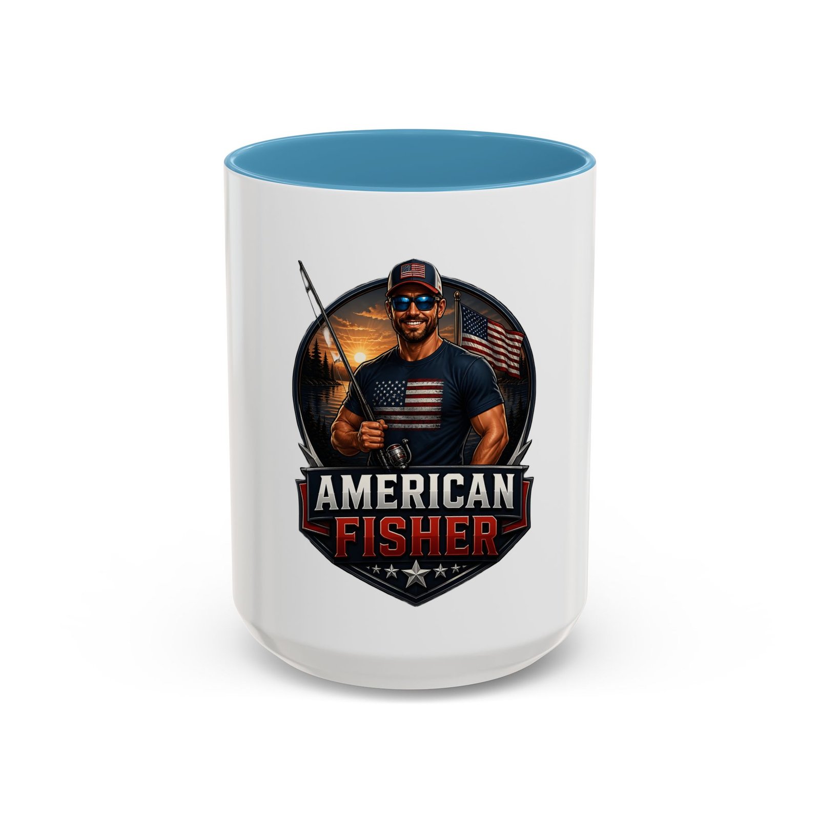 American Fisher Coffee Mug - Patriotic Fisherman 11/15oz Accent Mug - Image 37