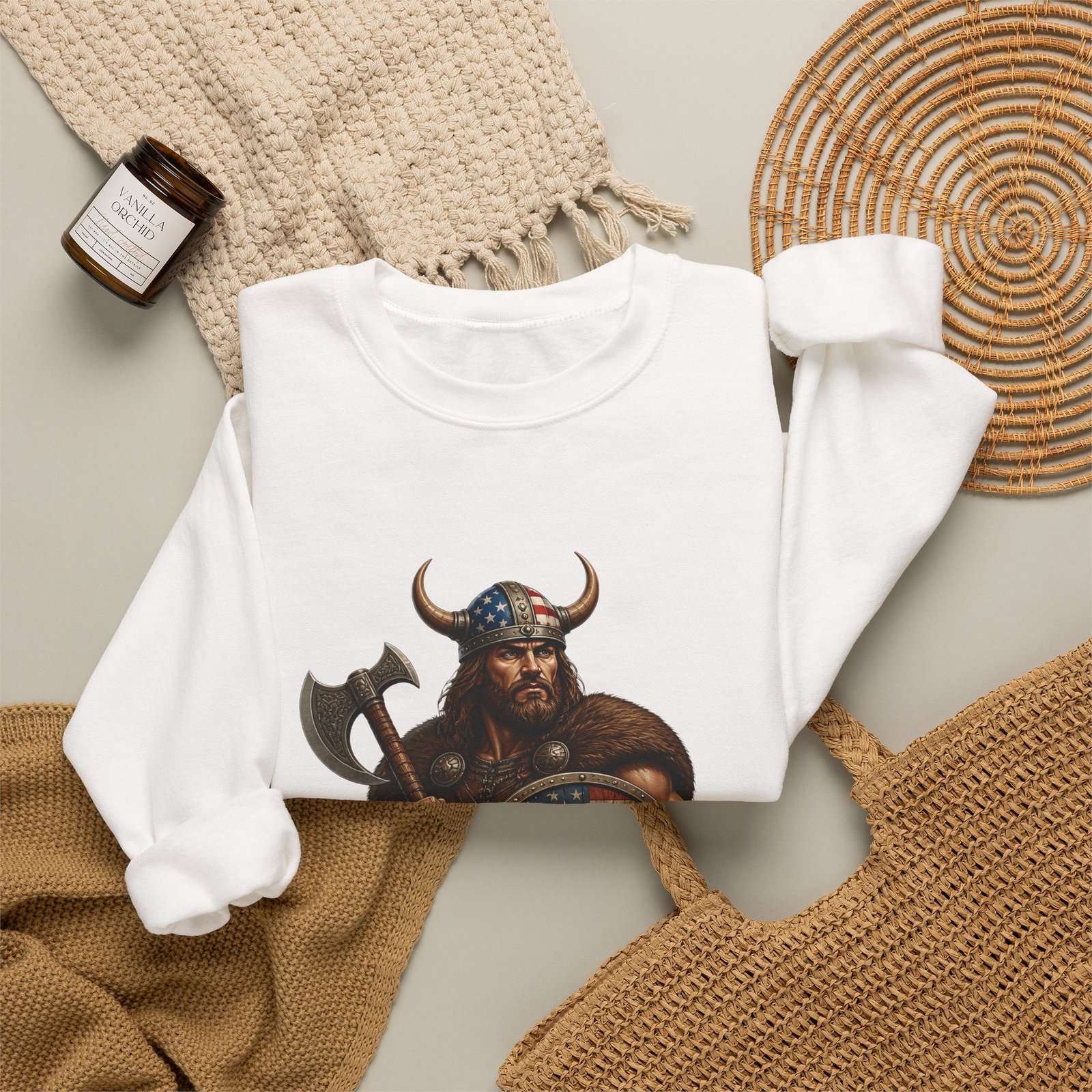American Viking Sweatshirt - Patriotic Viking Crewneck - Image 4