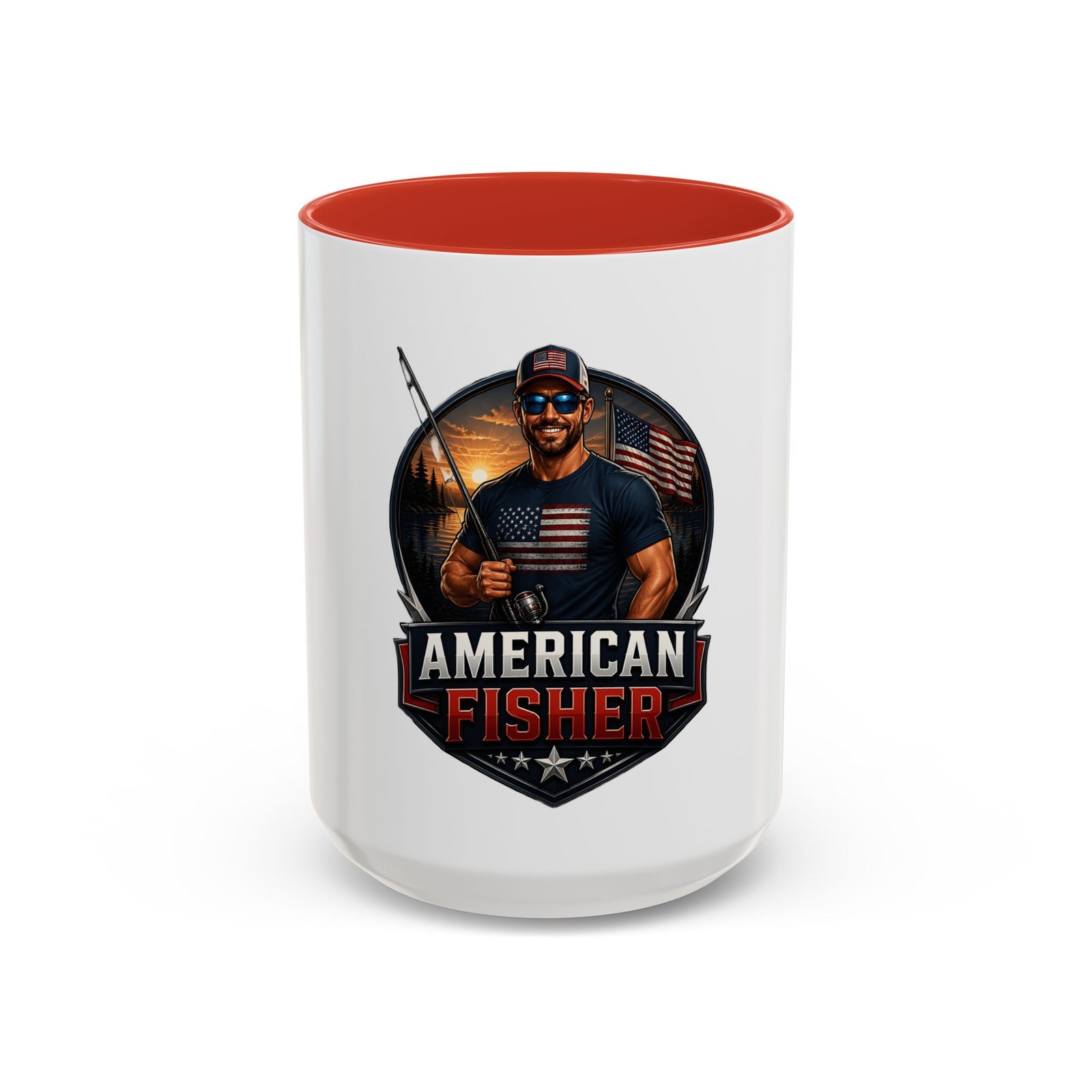 American Fisher Coffee Mug - Patriotic Fisherman 11/15oz Accent Mug - Image 29