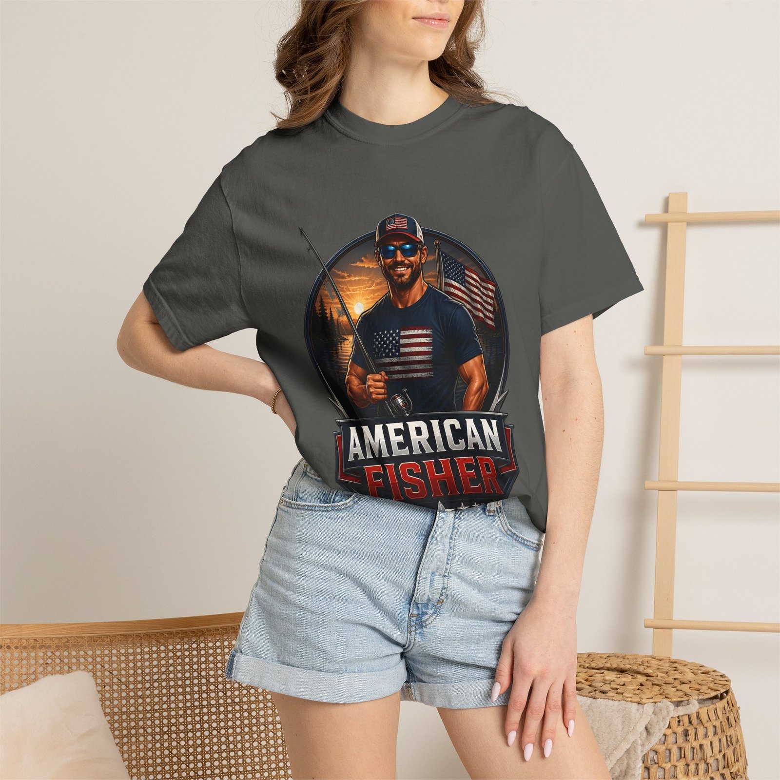 American Fisher T-Shirt — Patriotic Fishing Tee for Men - Image 32