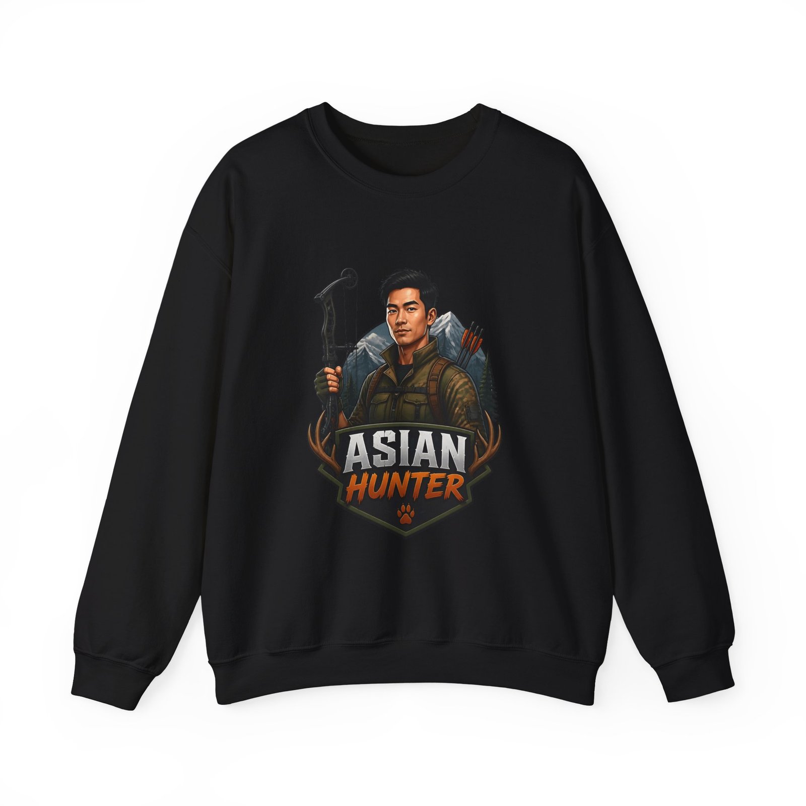 Hunter Crewneck Sweatshirt — "Asian Hunter" Archery Graphic Pullover - Image 17