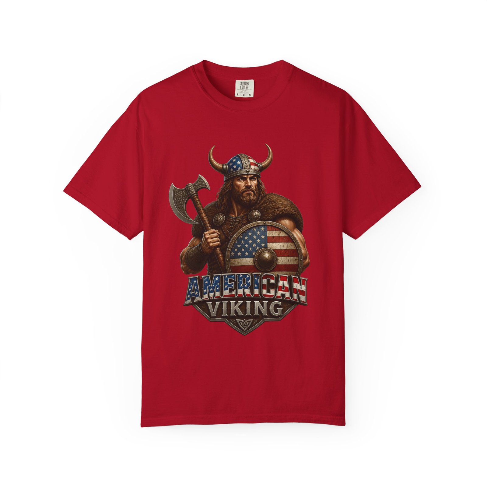 American Viking T-Shirt — Patriotic Viking Shield Tee - Image 57
