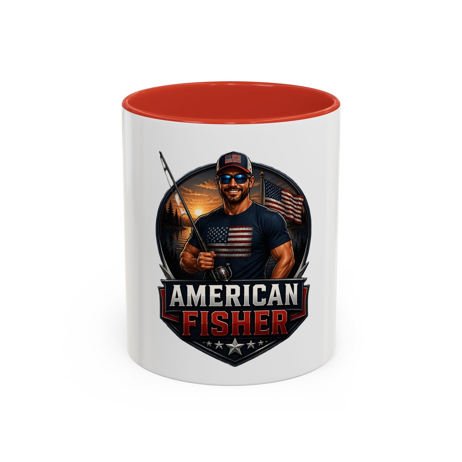 American Fisher Coffee Mug - Patriotic Fisherman 11/15oz Accent Mug - Image 13