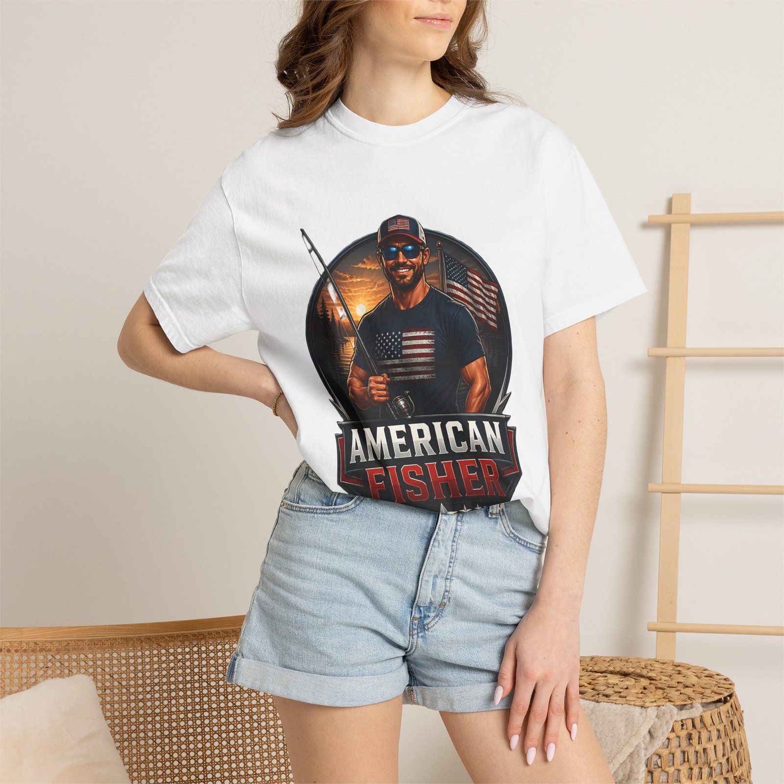 American Fisher T-Shirt — Patriotic Fishing Tee for Men - Image 4
