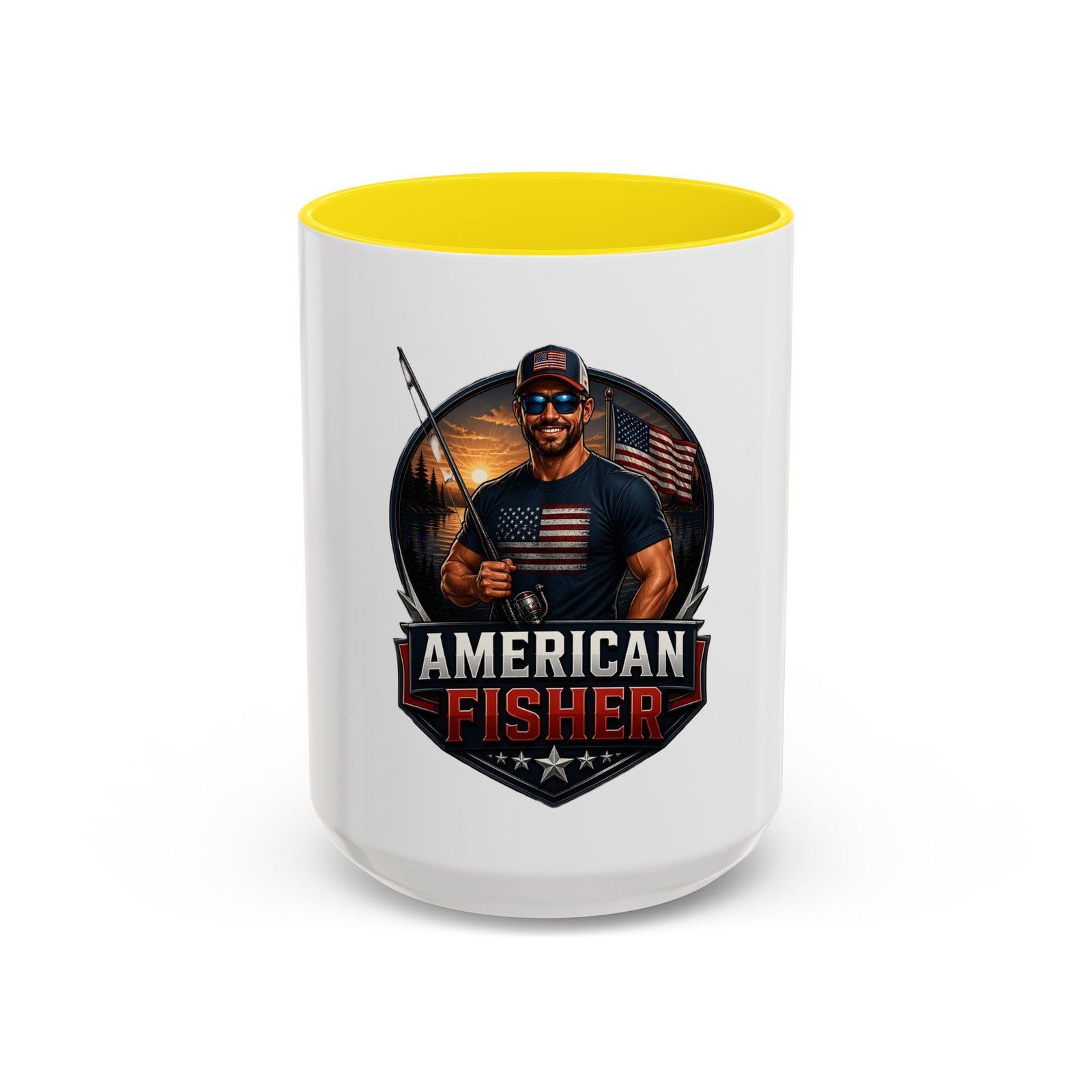 American Fisher Coffee Mug - Patriotic Fisherman 11/15oz Accent Mug - Image 53