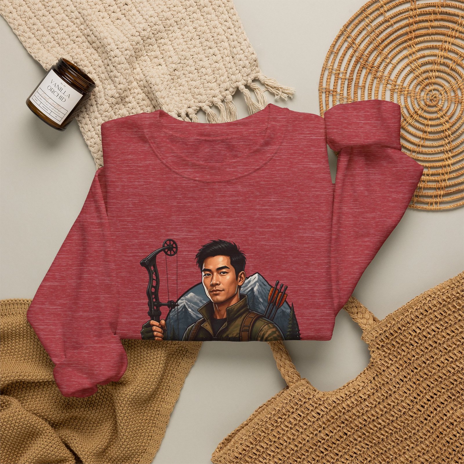 Hunter Crewneck Sweatshirt — "Asian Hunter" Archery Graphic Pullover - Image 44