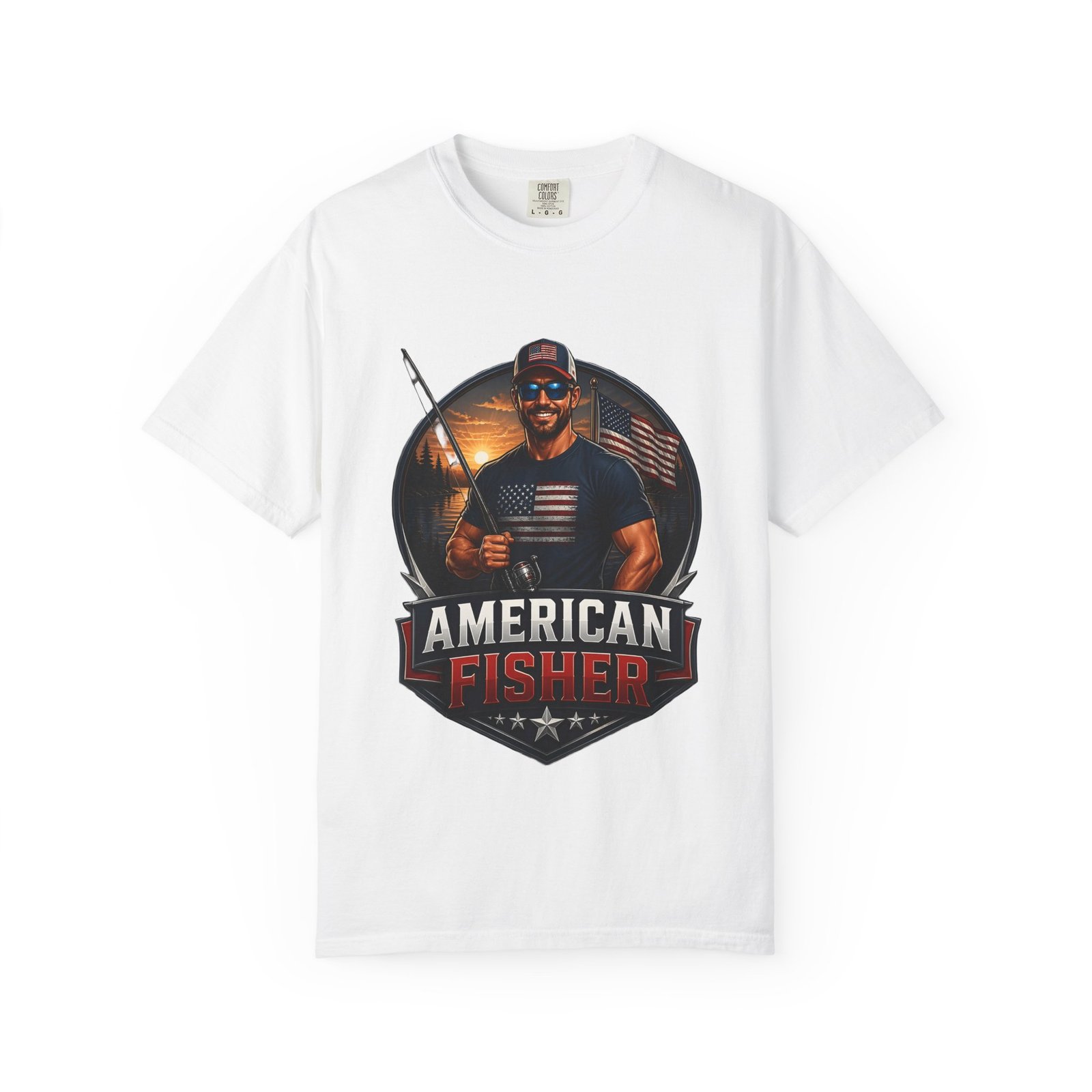 American Fisher T-Shirt — Patriotic Fishing Tee for Men