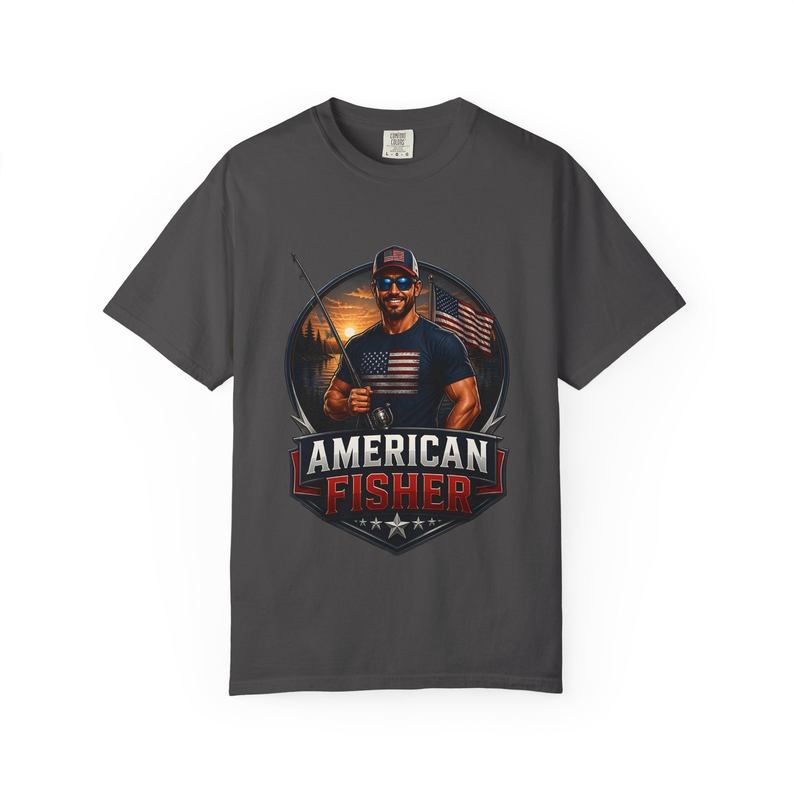American Fisher T-Shirt — Patriotic Fishing Tee for Men - Image 45