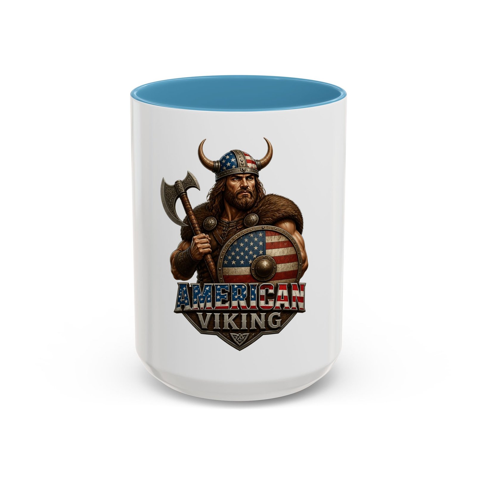 American Viking Coffee Mug – Patriotic Viking Shield Accent Mug (11/15 oz) - Image 37