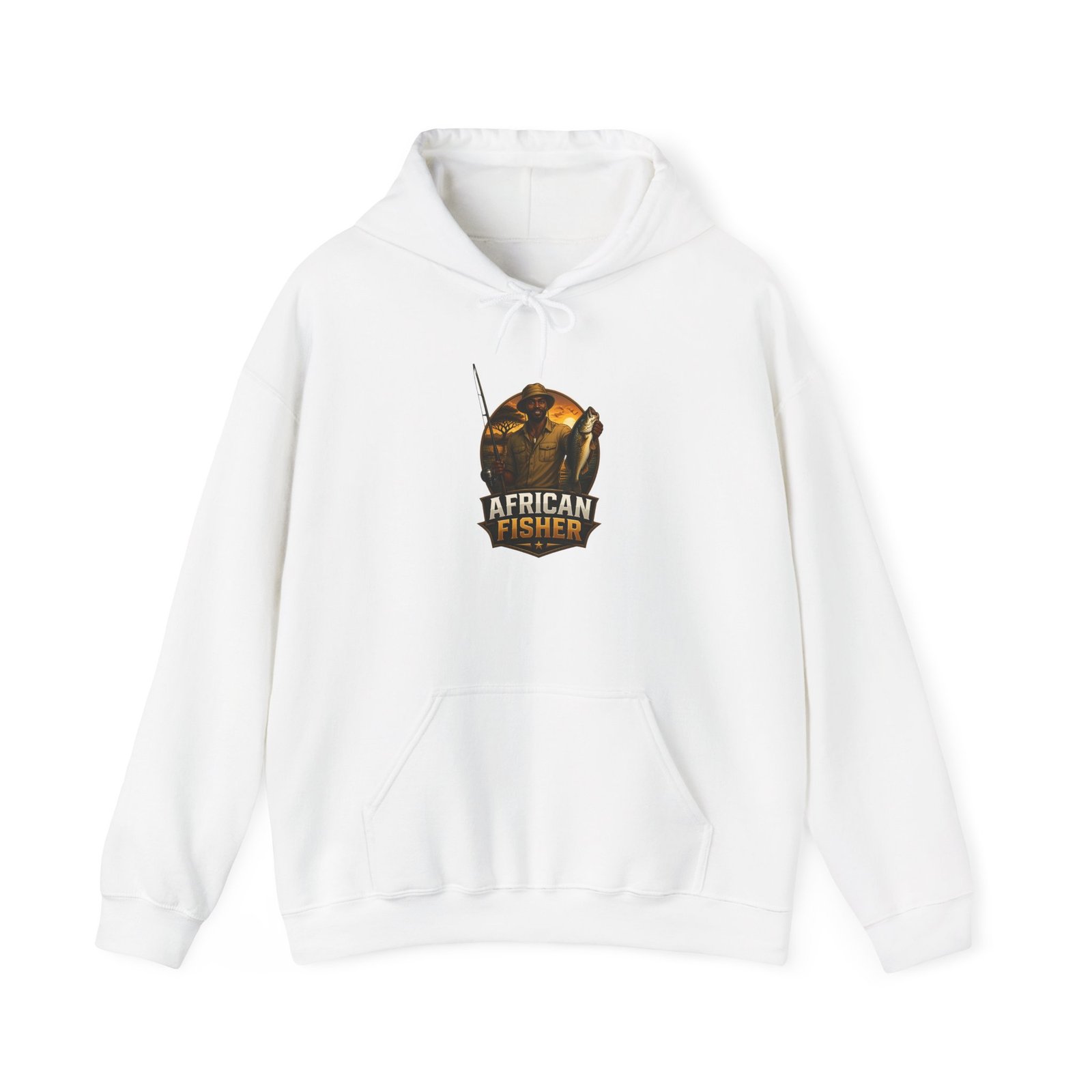 African Fisher Hoodie - Vintage Fishing Logo Pullover for Anglers