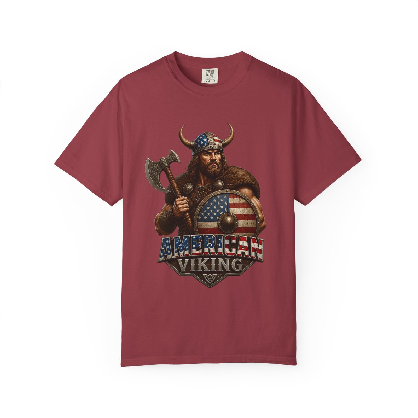 American Viking T-Shirt — Patriotic Viking Shield Tee - Image 53