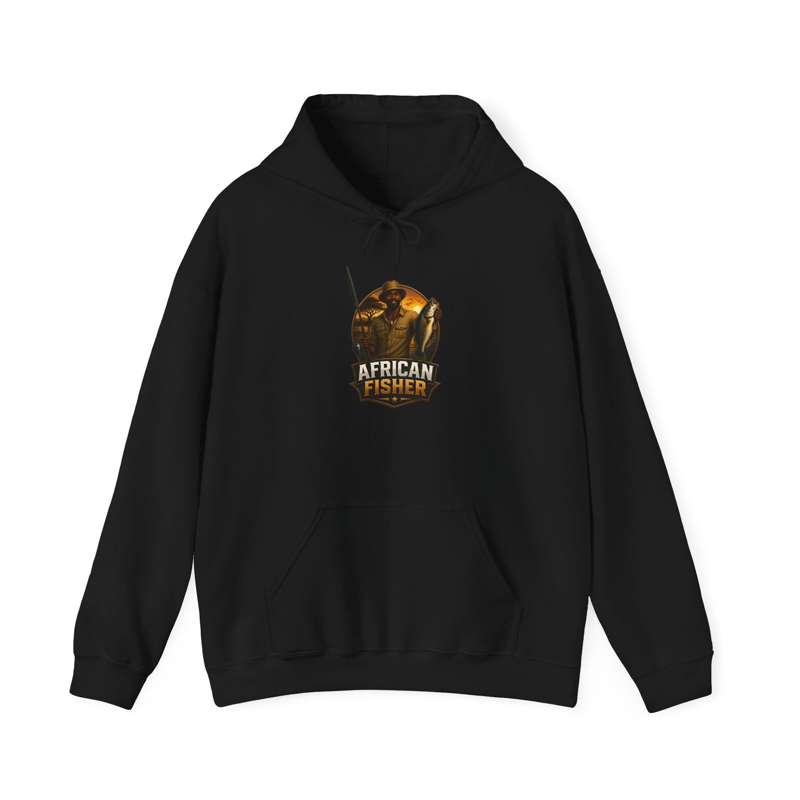 African Fisher Hoodie - Vintage Fishing Logo Pullover for Anglers - Image 13