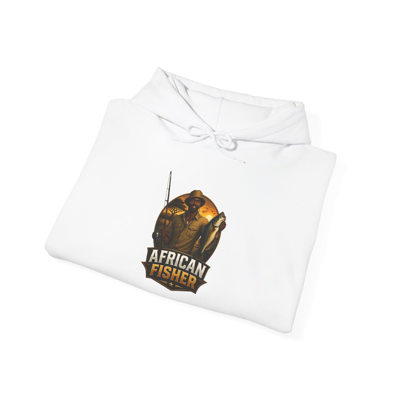African Fisher Hoodie - Vintage Fishing Logo Pullover for Anglers - Image 4