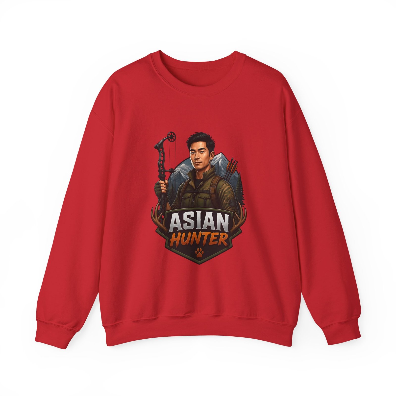 Hunter Crewneck Sweatshirt — "Asian Hunter" Archery Graphic Pullover - Image 45