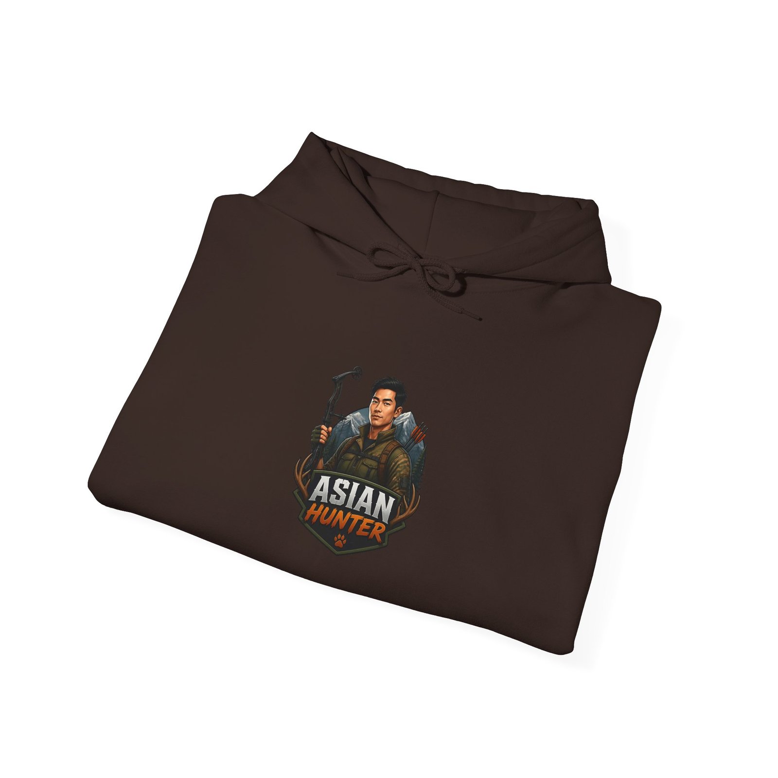Graphic Hoodie — 'Asian Hunter' Gamer Emblem Pullover - Image 24