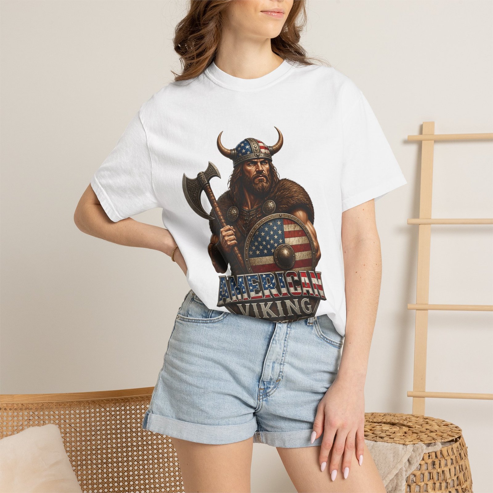 American Viking T-Shirt — Patriotic Viking Shield Tee - Image 4
