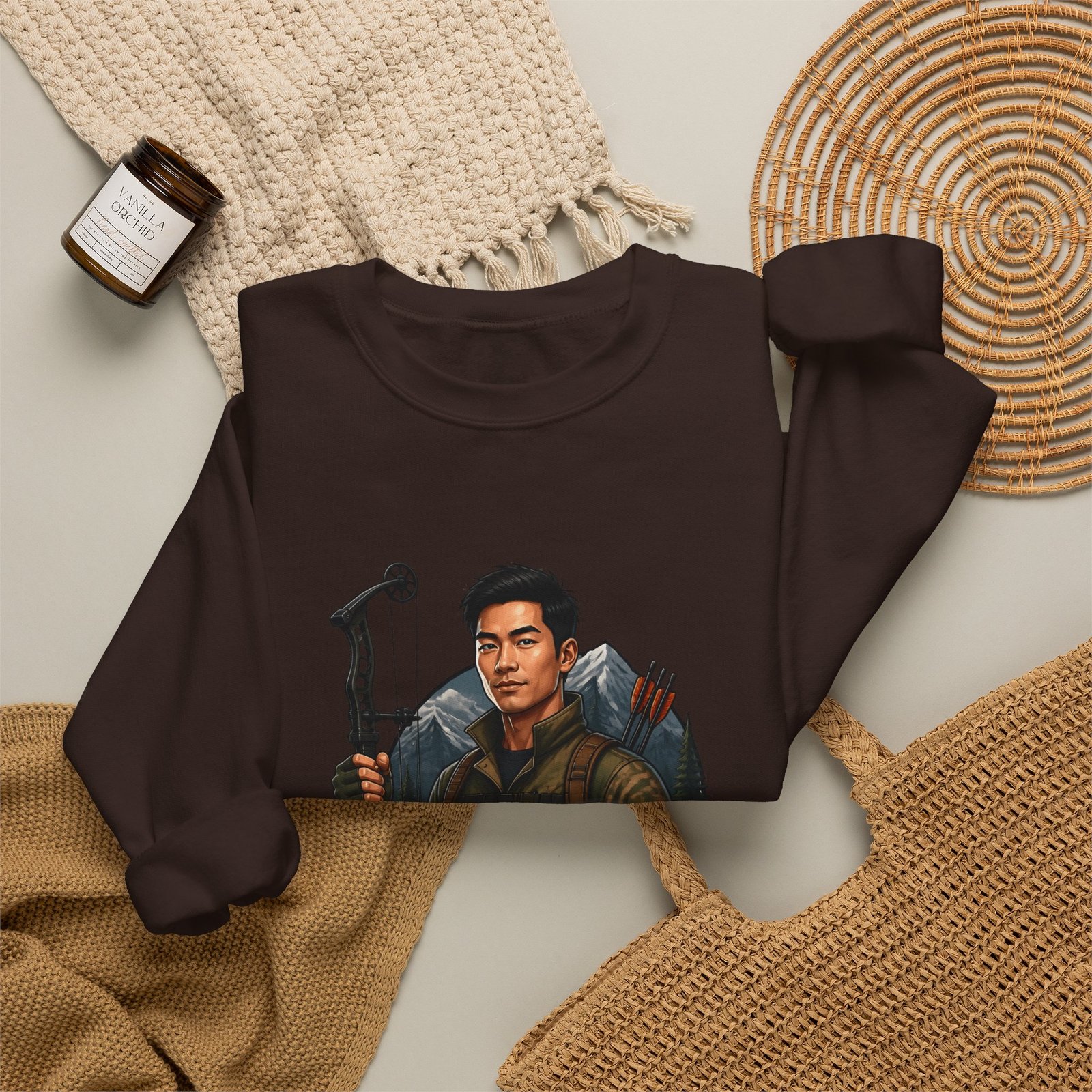 Hunter Crewneck Sweatshirt — "Asian Hunter" Archery Graphic Pullover - Image 28