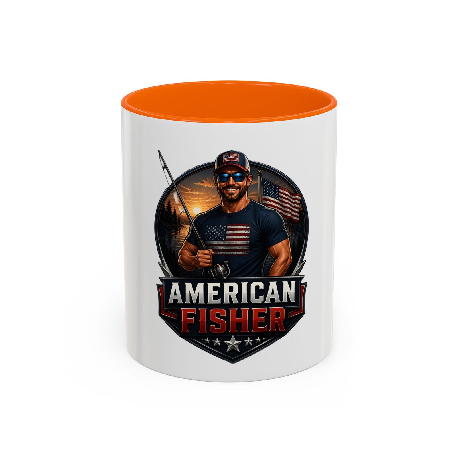 American Fisher Coffee Mug - Patriotic Fisherman 11/15oz Accent Mug - Image 41