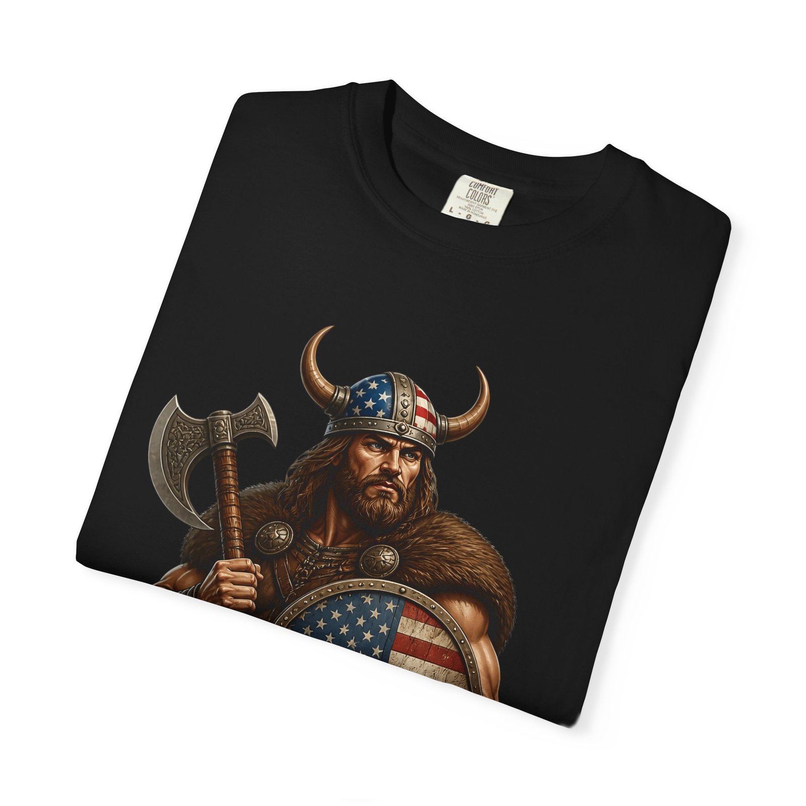 American Viking T-Shirt — Patriotic Viking Shield Tee - Image 51