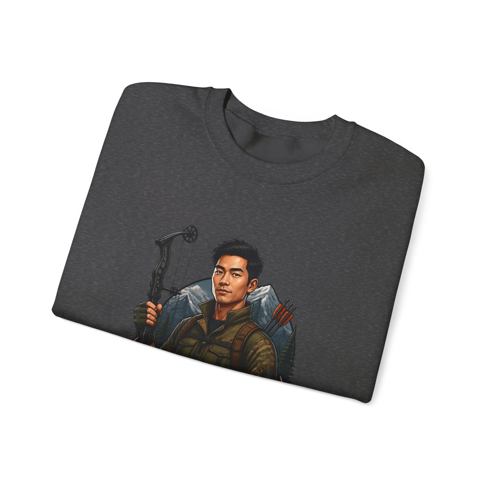 Hunter Crewneck Sweatshirt — "Asian Hunter" Archery Graphic Pullover - Image 35