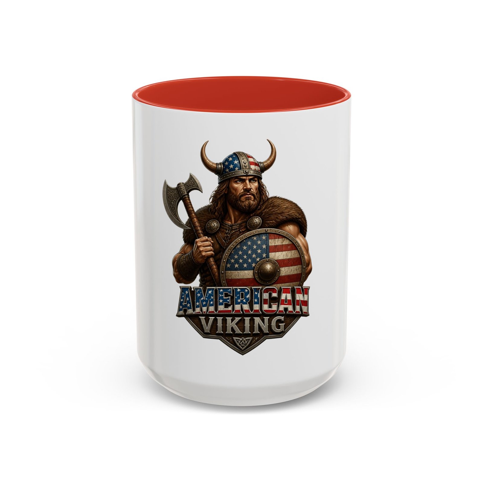 American Viking Coffee Mug – Patriotic Viking Shield Accent Mug (11/15 oz) - Image 29