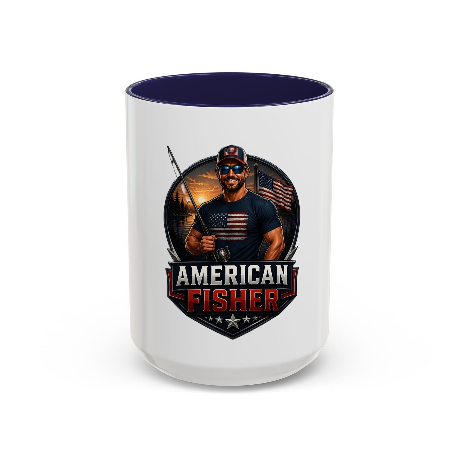American Fisher Coffee Mug - Patriotic Fisherman 11/15oz Accent Mug - Image 21