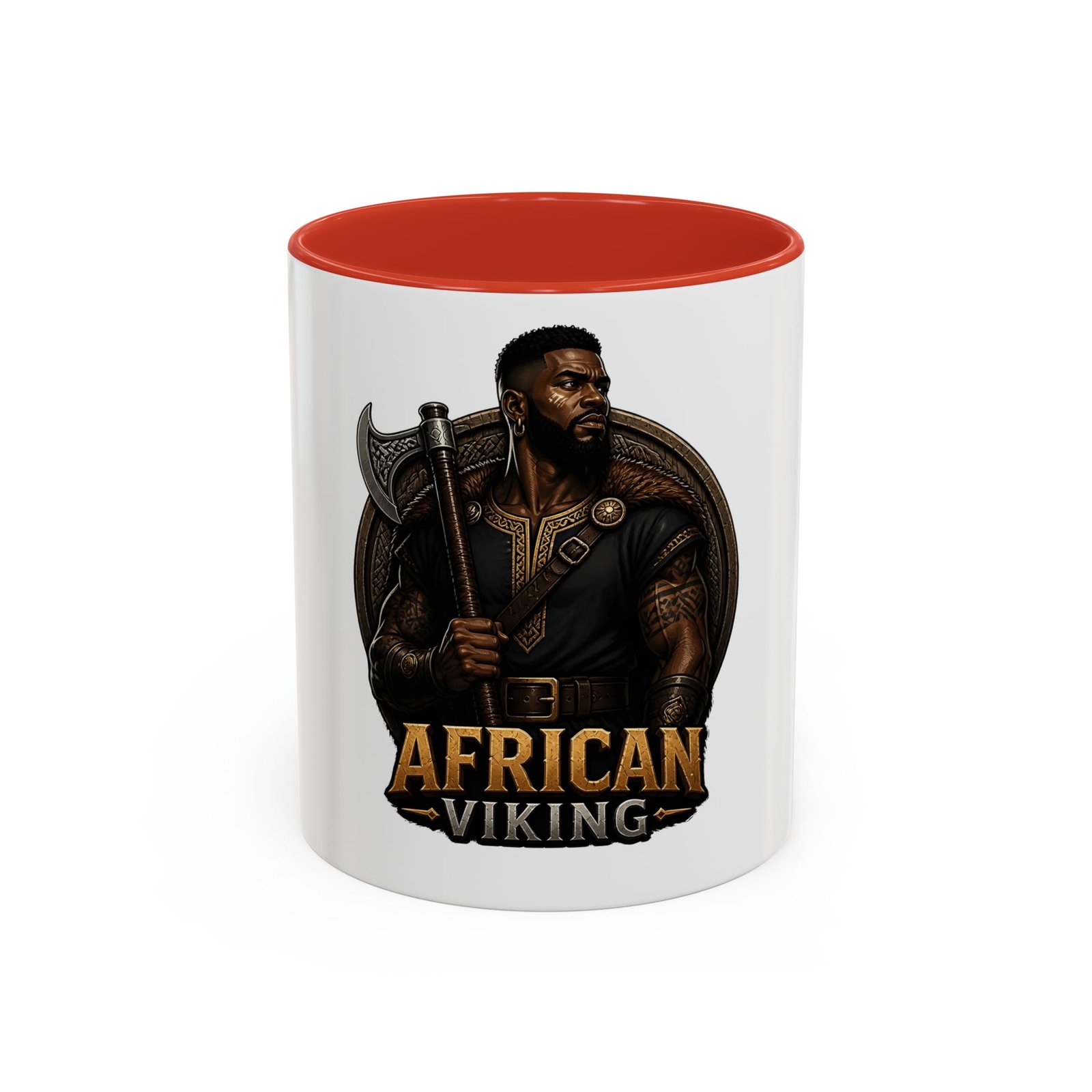 African Viking Coffee Mug — Black Warrior Axe Design (11/15oz) - Image 13