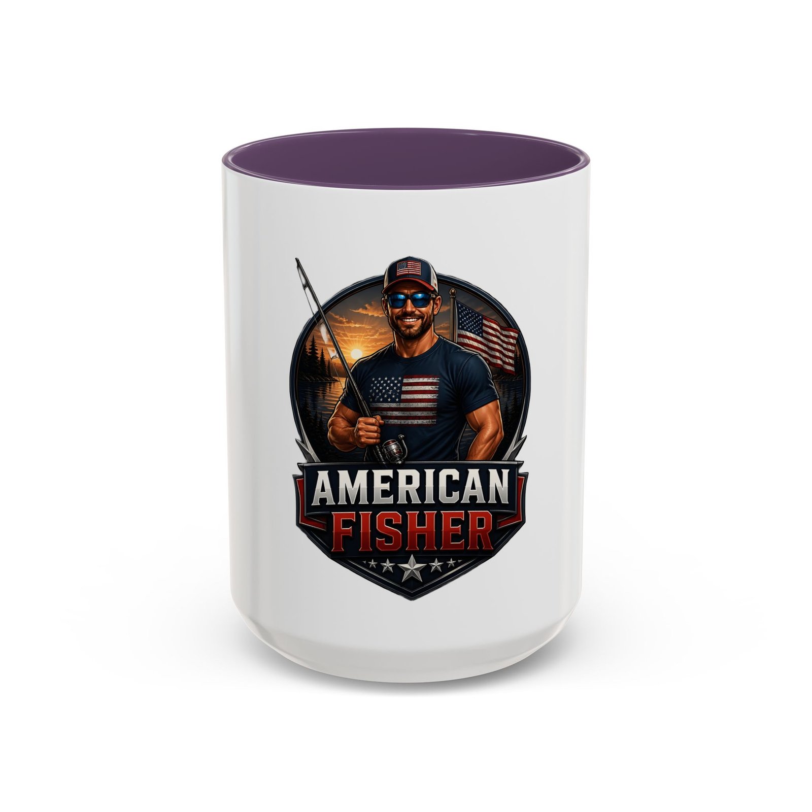 American Fisher Coffee Mug - Patriotic Fisherman 11/15oz Accent Mug - Image 65
