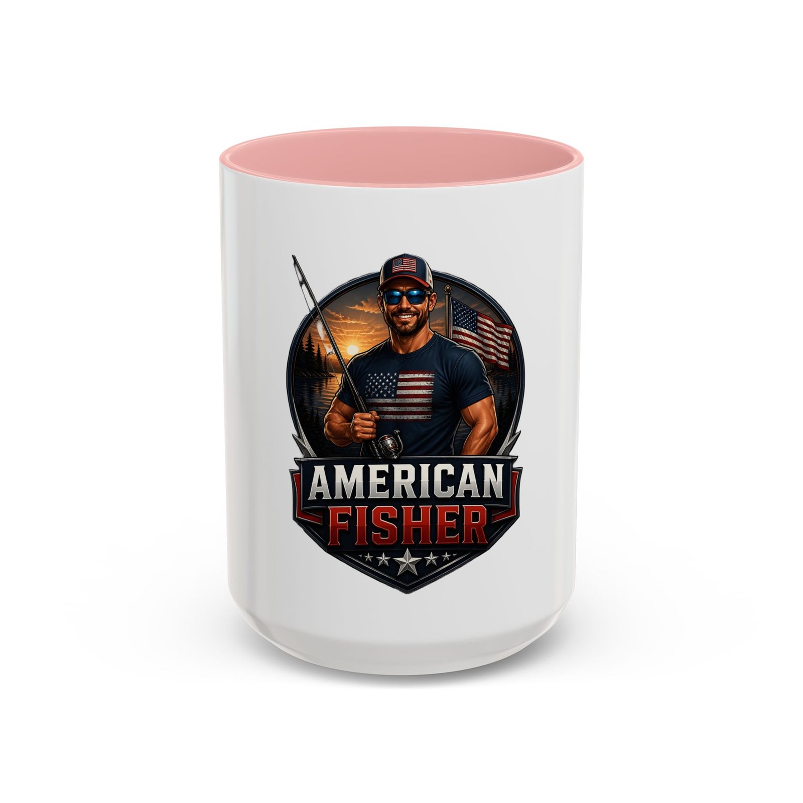American Fisher Coffee Mug - Patriotic Fisherman 11/15oz Accent Mug - Image 25
