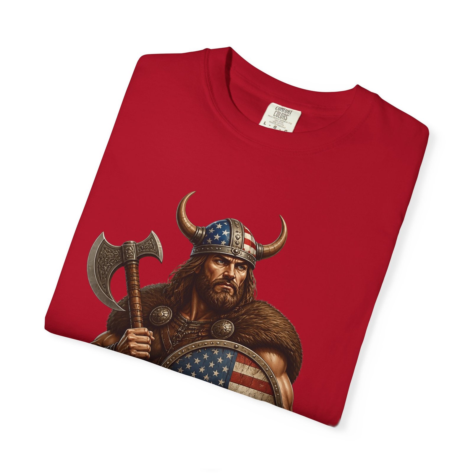 American Viking T-Shirt — Patriotic Viking Shield Tee - Image 59