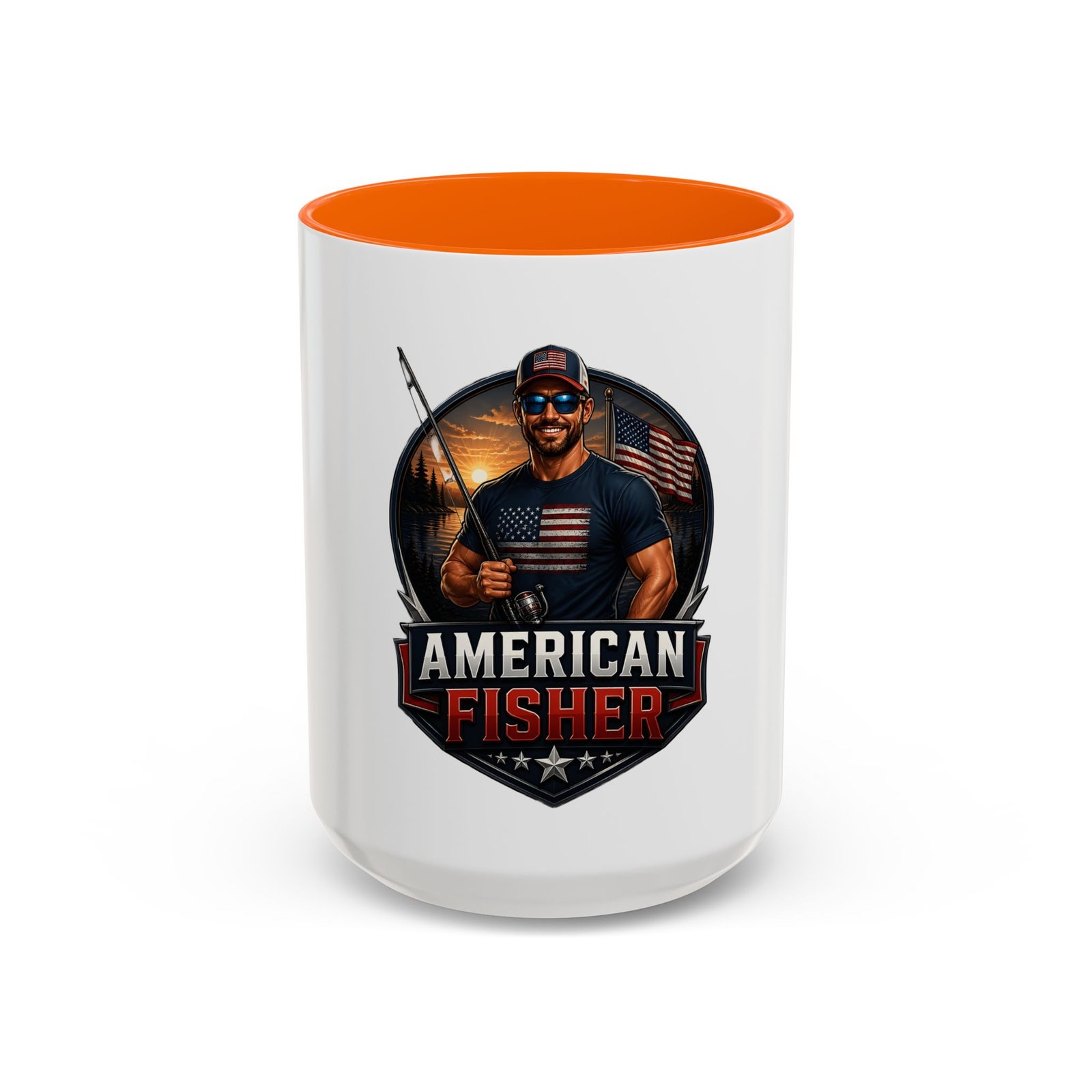 American Fisher Coffee Mug - Patriotic Fisherman 11/15oz Accent Mug - Image 49