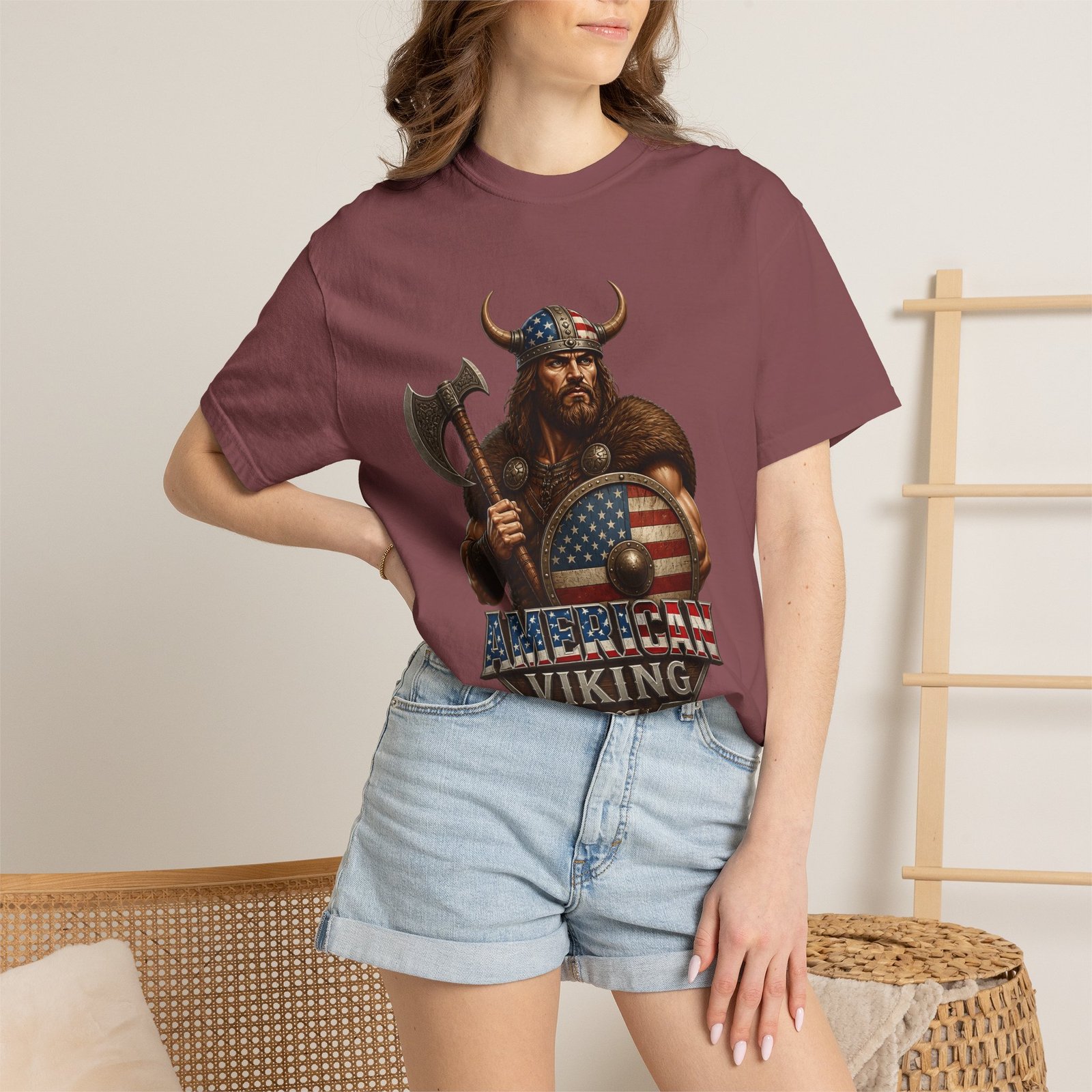 American Viking T-Shirt — Patriotic Viking Shield Tee - Image 16