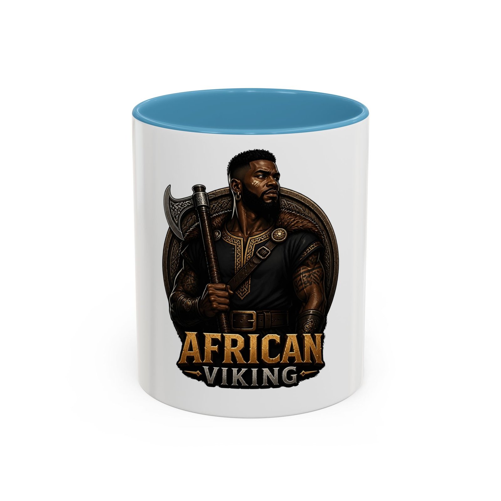 African Viking Coffee Mug — Black Warrior Axe Design (11/15oz) - Image 33