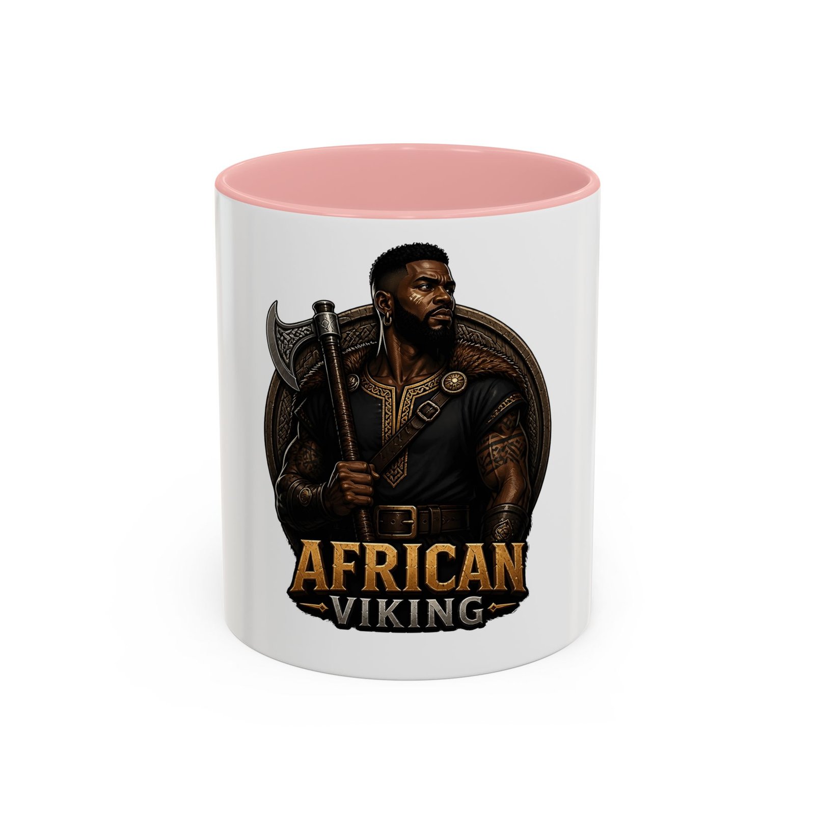 African Viking Coffee Mug — Black Warrior Axe Design (11/15oz) - Image 9