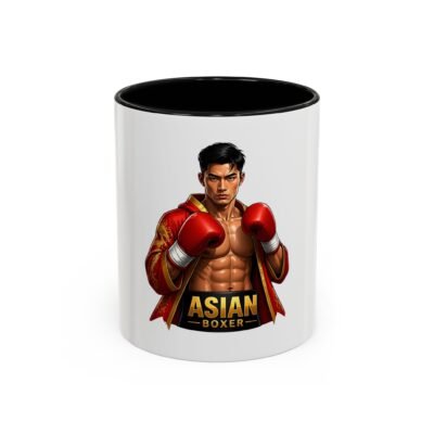 Asian Boxer Accent Coffee Mug – Motivational Boxing Art Mug (11/15oz)