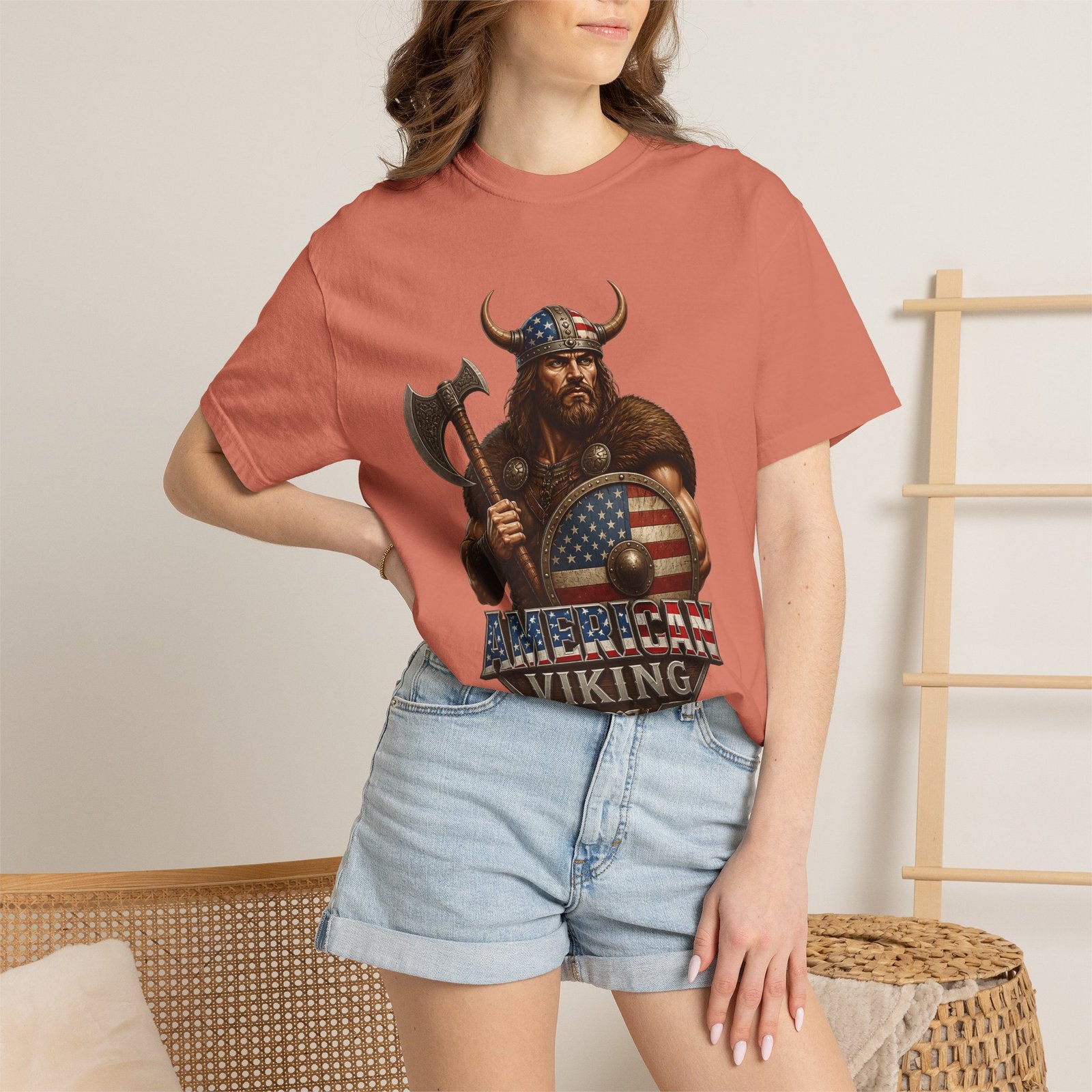American Viking T-Shirt — Patriotic Viking Shield Tee - Image 8