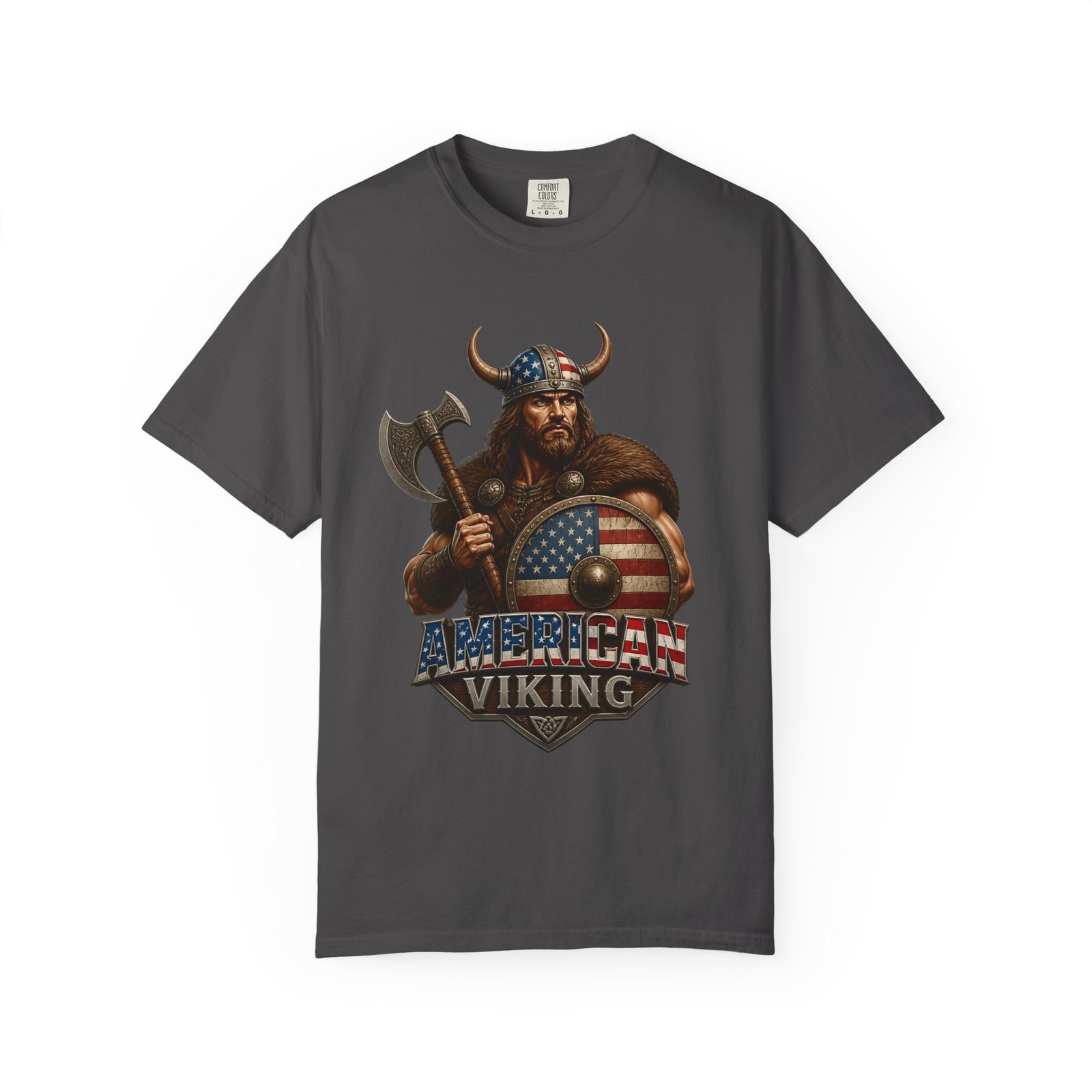 American Viking T-Shirt — Patriotic Viking Shield Tee - Image 45