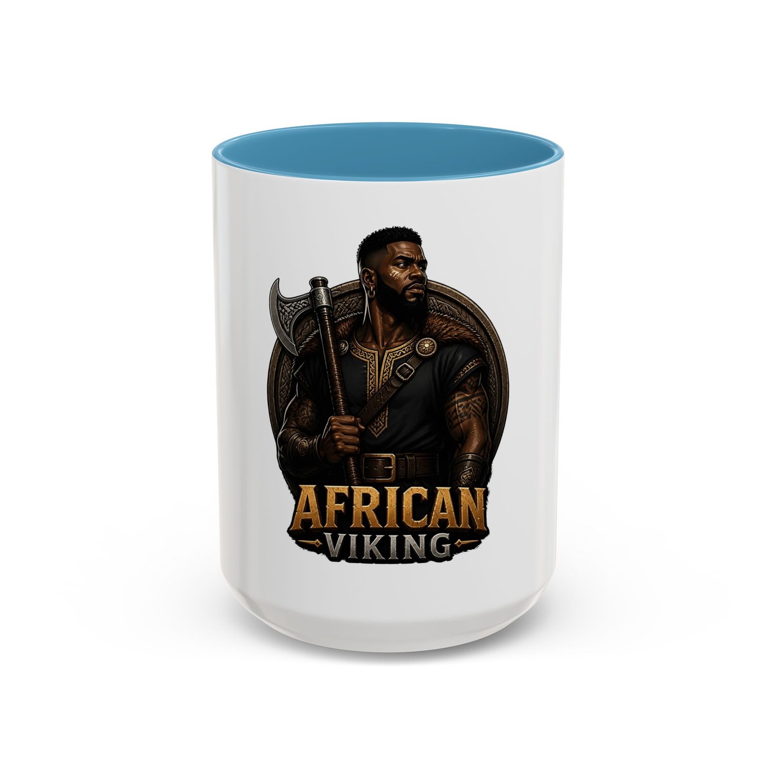 African Viking Coffee Mug — Black Warrior Axe Design (11/15oz) - Image 37