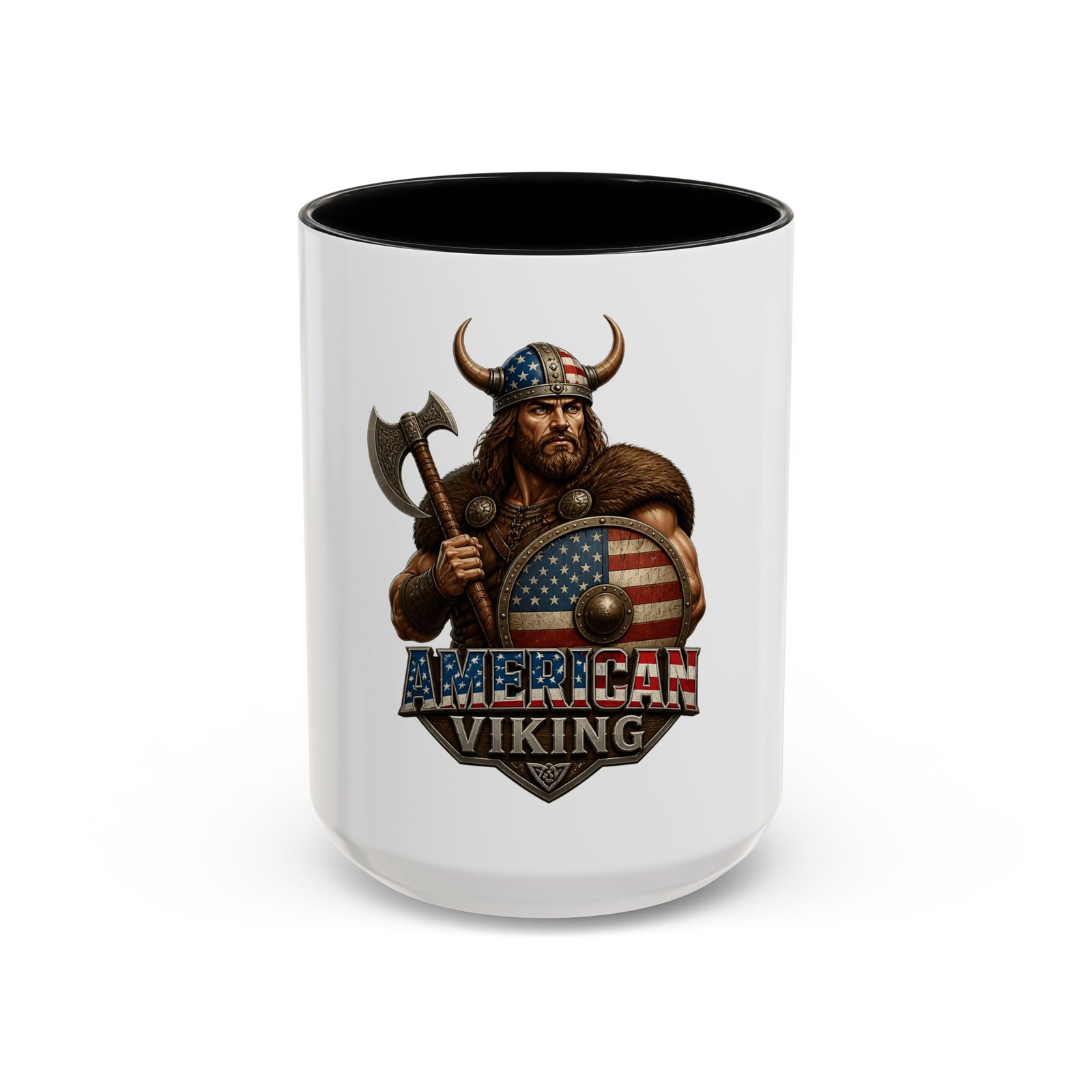 American Viking Coffee Mug – Patriotic Viking Shield Accent Mug (11/15 oz) - Image 17