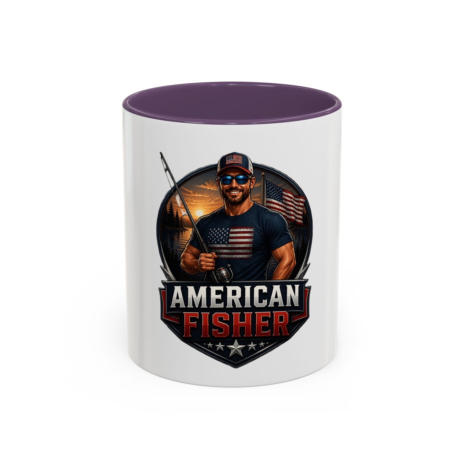 American Fisher Coffee Mug - Patriotic Fisherman 11/15oz Accent Mug - Image 61