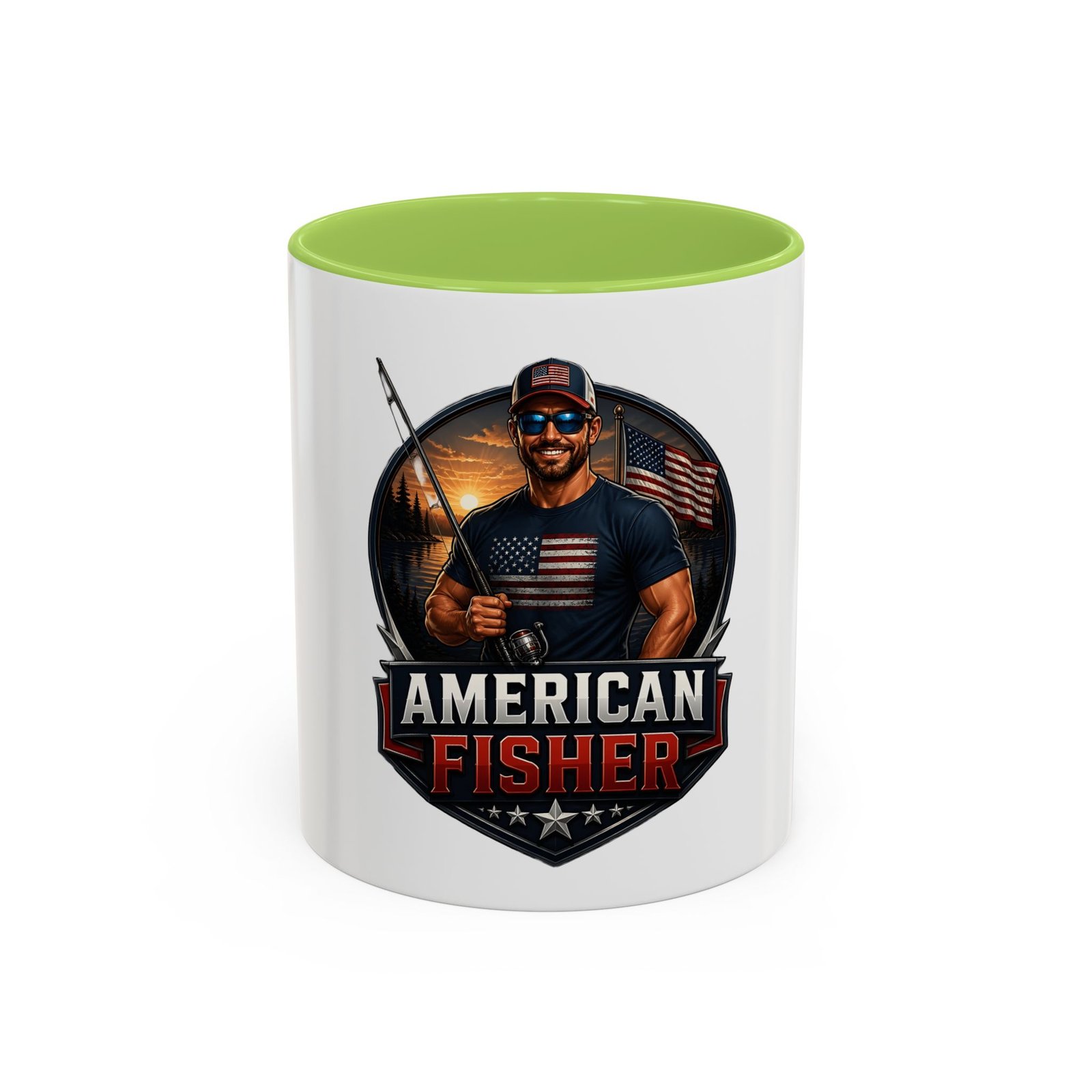 American Fisher Coffee Mug - Patriotic Fisherman 11/15oz Accent Mug - Image 57