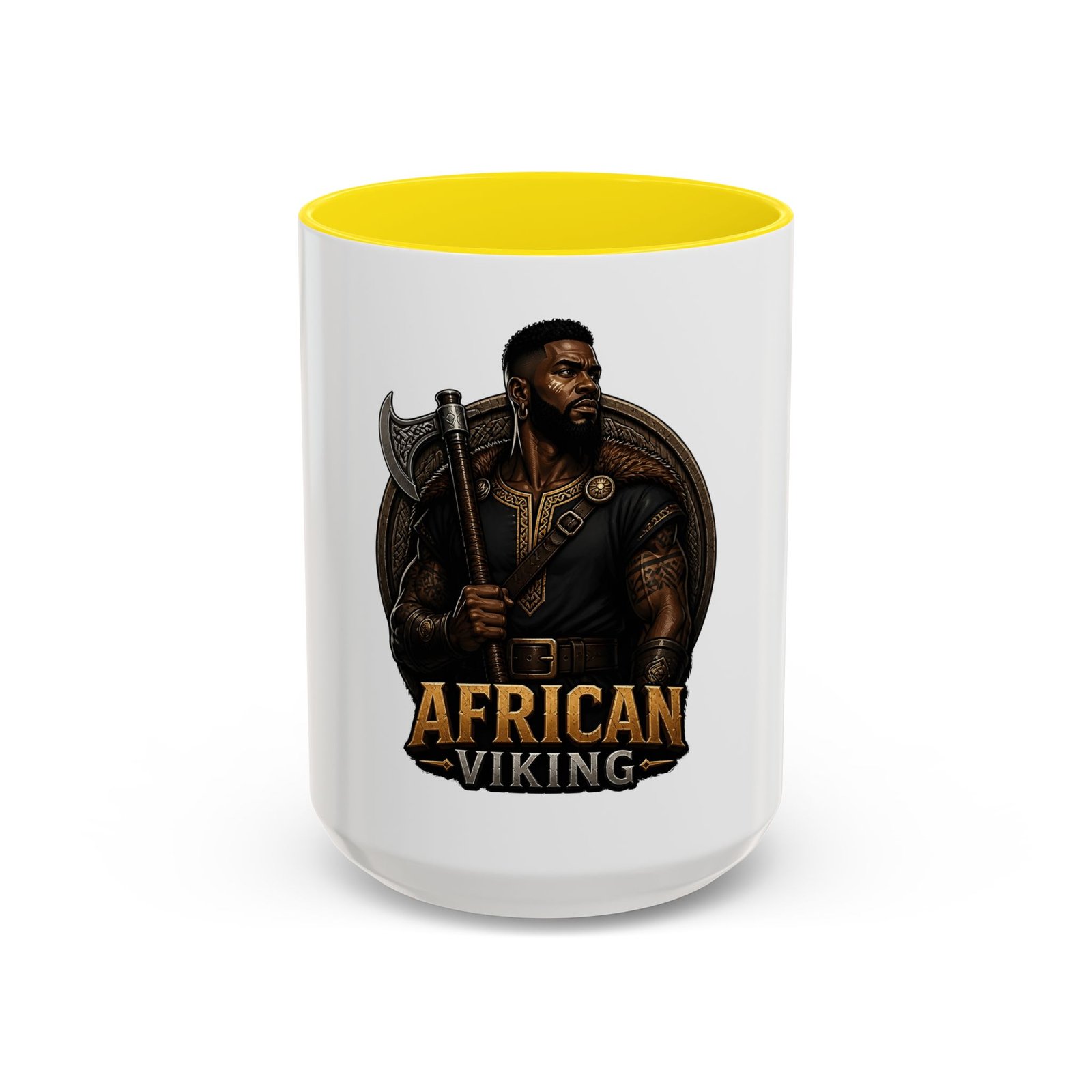 African Viking Coffee Mug — Black Warrior Axe Design (11/15oz) - Image 53