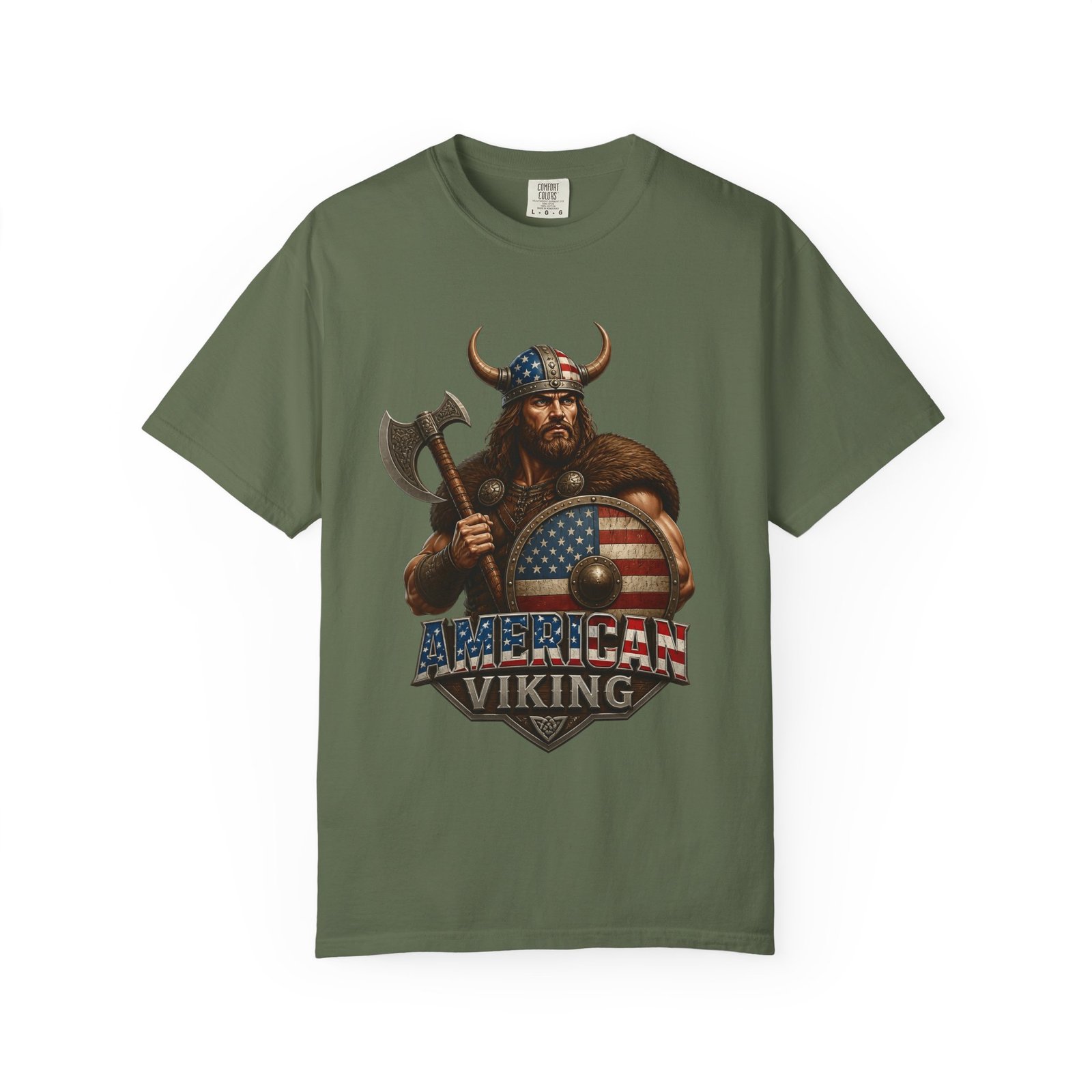 American Viking T-Shirt — Patriotic Viking Shield Tee - Image 37