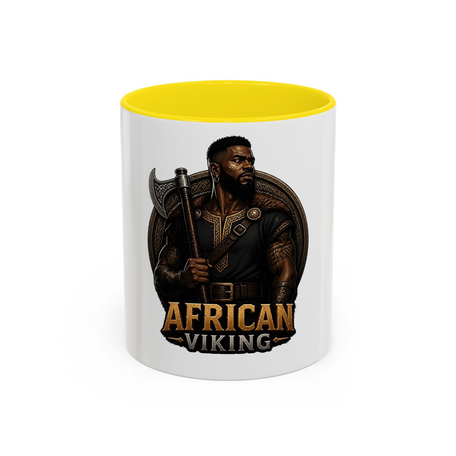 African Viking Coffee Mug — Black Warrior Axe Design (11/15oz) - Image 45