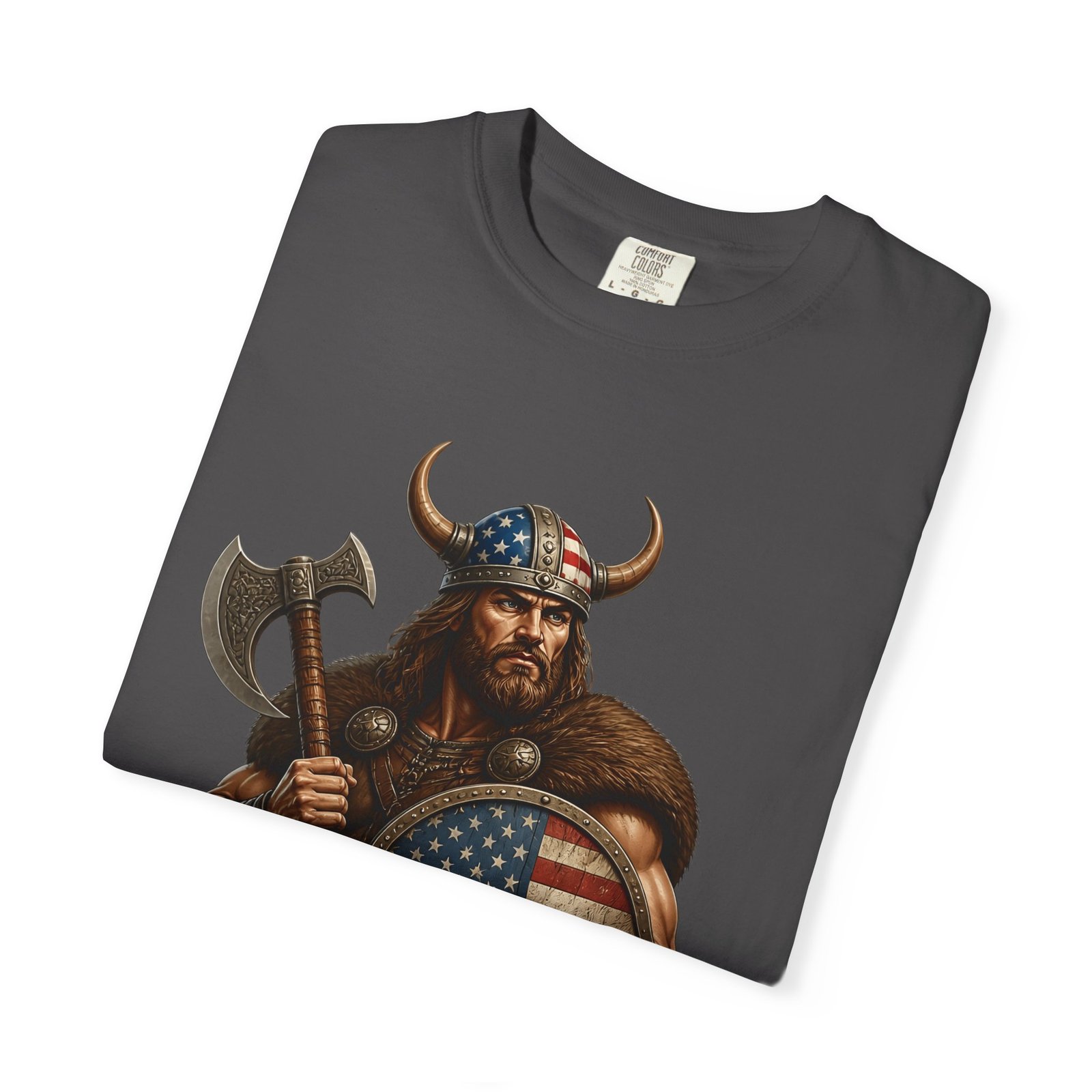 American Viking T-Shirt — Patriotic Viking Shield Tee - Image 47